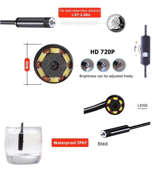 دوربین آندوسکوپی شلنگی 5 متری WIFI با انعطاف(فنری)دوربین شلنگی - تصویر 4